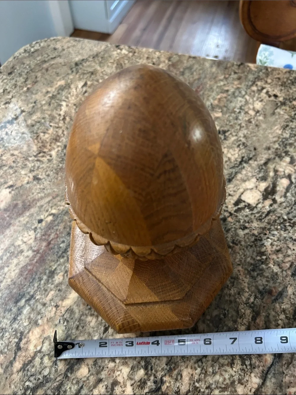 Carved Wooden Finial Accent - Warm Brown